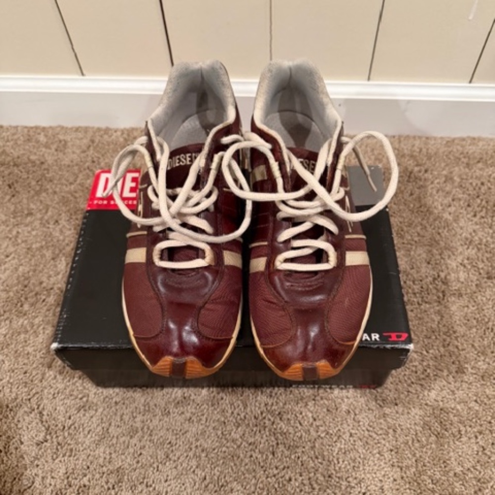 Vintage Diesel Proton Men’s Leather Sneakers | Brown "Oak" | Size 9.5